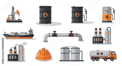 Collection of oil and gas industry equipment and resources.