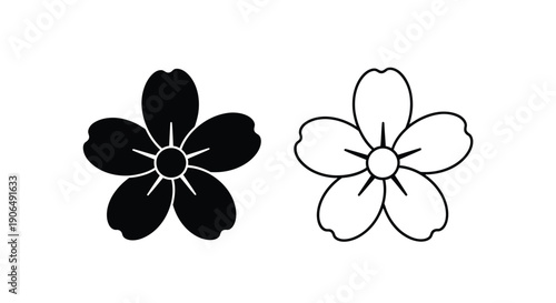 Two cherry blossom illustrations one black one white side by side