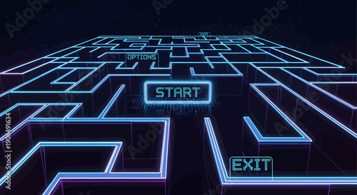Neon Maze Challenge Navigating the Labyrinth to Find the Exit.