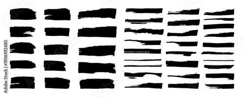 Hand drawn black paint brush strokes lines graphic element. For border, underline, or highlight.