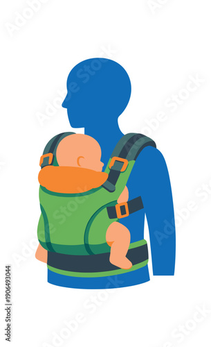 ergonomic baby carrier sling with parent and baby silhouettes эрго рюкзак слинговый товар clean shapes. colored flat icon vector illustration