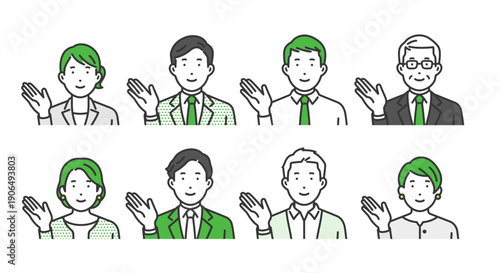 案内,ビジネス男女アバターアイコンセット