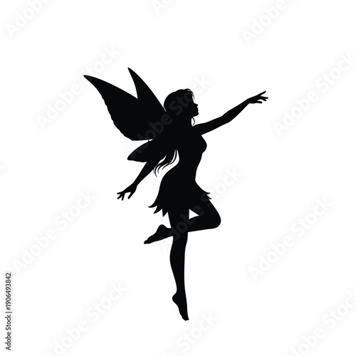 Silhouette of a Fairy with Wings in Flight fantasy