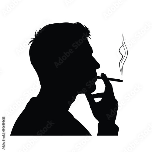Silhouette of a man smoking a cigarette smoke