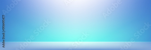 Blue neon studio space, gradient abstract background with glowing floor, vector illustration. Modern showroom with vibrant tech lighting and perspective, empty scene for product display.