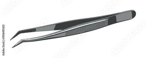 Metal tweezers with straight pointed tips and a textured grip, essential for various applications requiring fine manipulation, useful for beauty, electronics, laboratory, and crafting