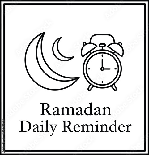 Simple line icon depicts crescent moons beside an alarm clock for daily time.