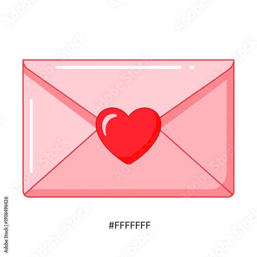A lovely red envelope with a heart on it is displayed on a white background.
