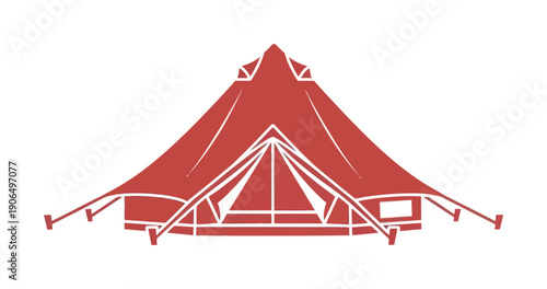 Simple red bell tent graphic for camping and outdoor adventure tourism promotions, travel blog visuals, or glamping resort branding materials.