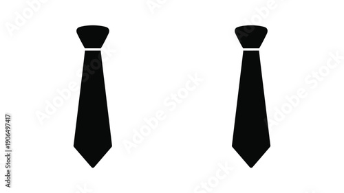 Two black ties displayed against a white background a stark silhouette