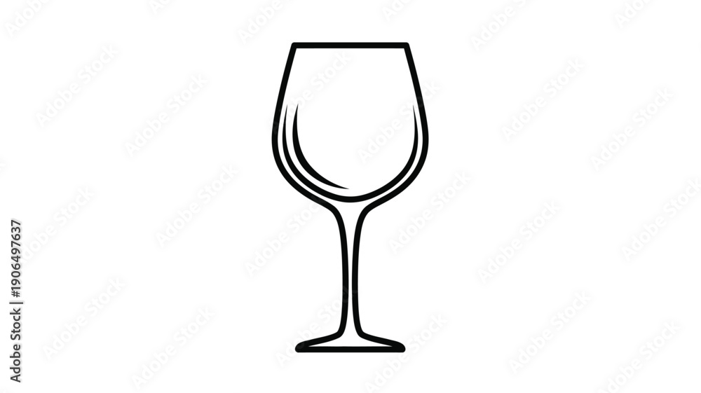 Obraz premium Minimalist black outline of a wine glass simple design silhouette