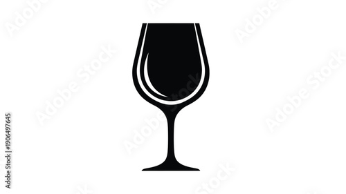 Elegant wine glass depiction in stark black silhouette