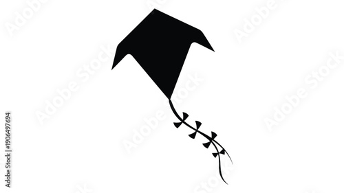 A striking black kite design against a white background silhouette
