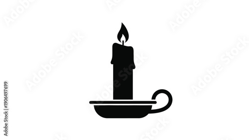 A black candle in a holder depicted as a striking silhouette