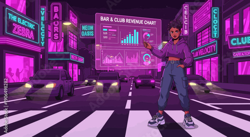 Woman in Cyberpunk City A Fusion of Fashion and Technology.