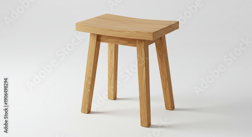 Wooden stool on white background