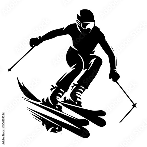 silhouette of a snowboarder , vector illustration of a ski , silhouette of a ski 