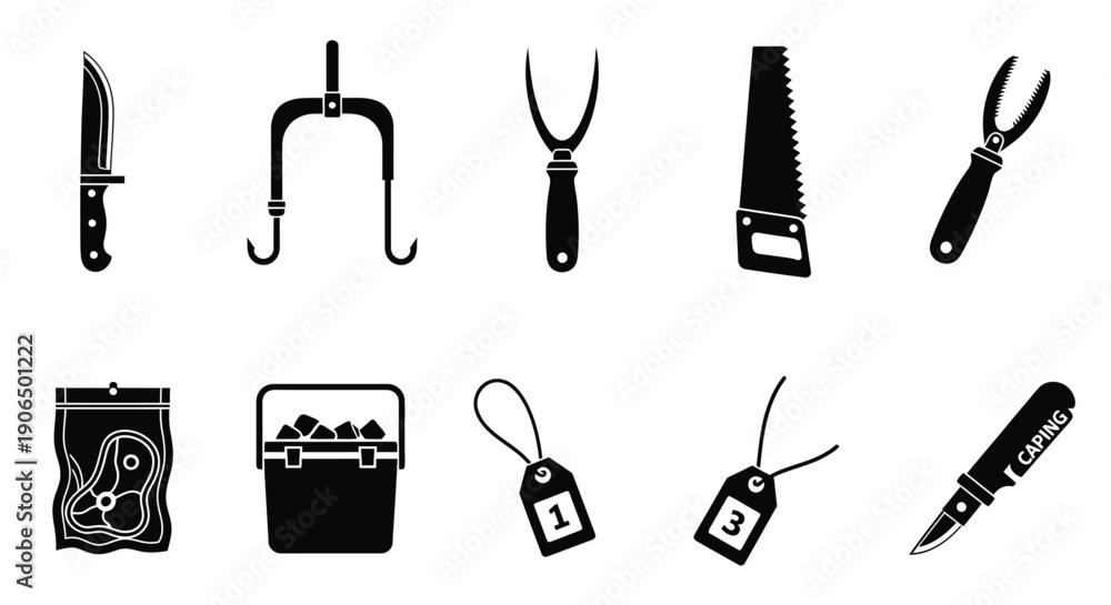 Fototapeta premium Household Hardware and Utility Tools Icons Set Vector