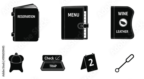 Restaurant Reservation and Service Icons Set Vector