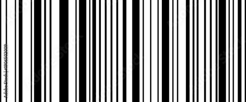 Barcode strip background of vertical black lines of varying widths 