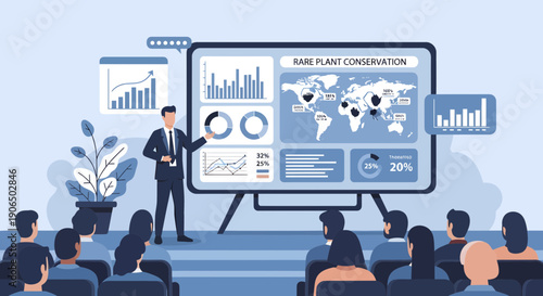 Presentation on Rare Plant Conservation with Data Visualization and Audience.