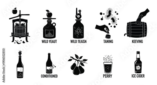 Beverage Brewing and Drink Icons Set Vector