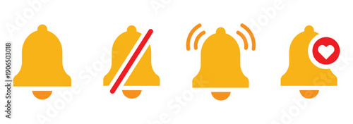Get notified. Incoming inbox message. Ringing bell, reminder or subscriber sign for apps, smartphone, alarm alert. bells with checkmarks Vector. Simple notification bells. for logo, and UI concepts