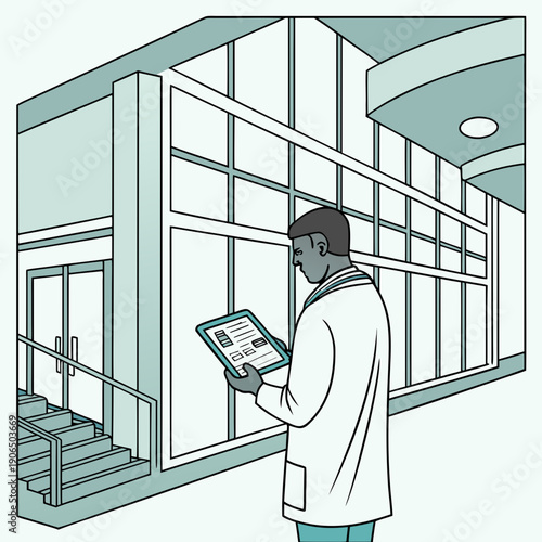 Doctor Holds Tablet with Medical Data and Healthcare Concept