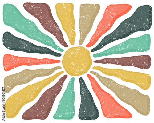 Background with stylized colored sun.