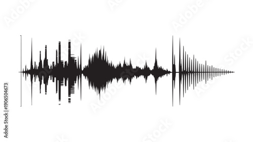 Audio waveform visualization for podcast episode graphics, music track representation, sound recording displays, and voice analytics dashboard interface design applications