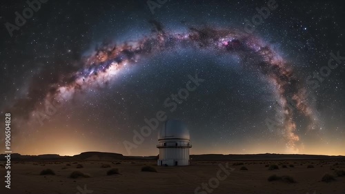 Milky Way Arch Over Desert Observatory - A Night Sky Wonder.