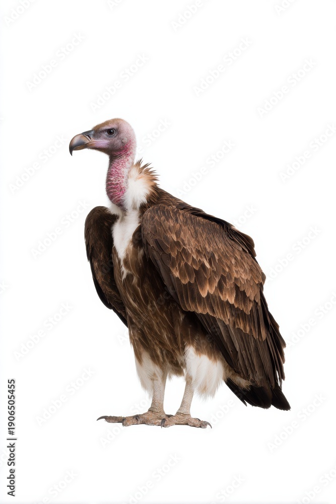 Fototapeta premium Close-up of standing vulture on white background