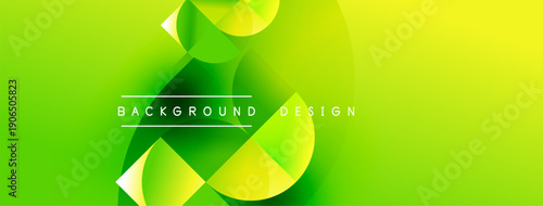 Bright green yellow gradient background. Abstract shapes overlap, creating dynamic visual effect. Text reads background design.