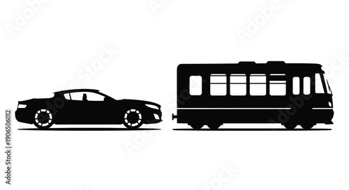 Silhouette of a sports car and a recreational vehicle side by side