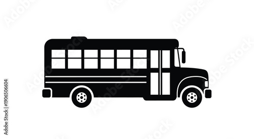 Simple black silhouette of a classic yellow school bus