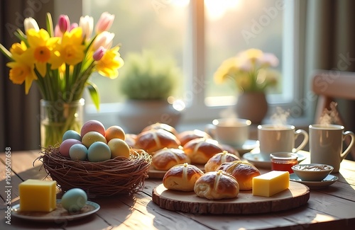 Easter breakfast table scene