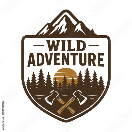 Wild Adventure Mountain Vintage Logo