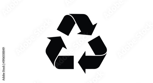 Black recycling symbol against a white background a striking silhouette