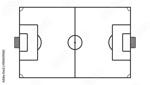 Soccer field. Football ground. Black line playground icon. Graphic icon for sports area, game and training. Vector illustration.