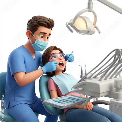 Professional Dentist Examining Patient in Modern Dental Clinic