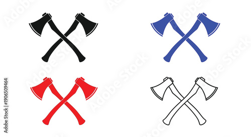 Four crossed axes in different colors a striking graphic silhouette