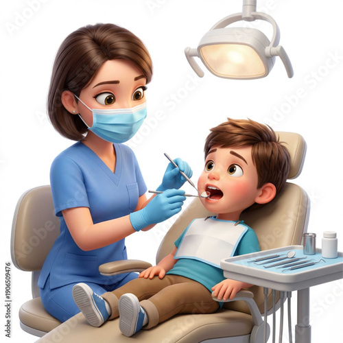 Pediatric Dental Visit Animated Child and Professional