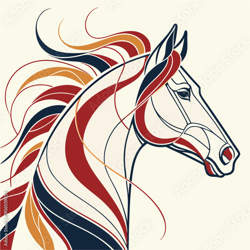 Stylized Horse with Abstract Flowing Mane.

