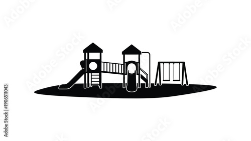 Playground structure in stark contrast a black silhouette