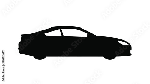 Black silhouette of a modern sports car side view silhouette