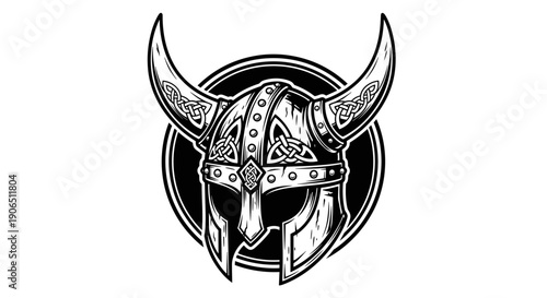 Viking Helmet with Horns and Ornaments.