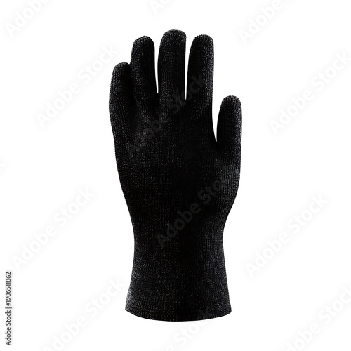 Black knit protective glove isolated on white background front view safety wear