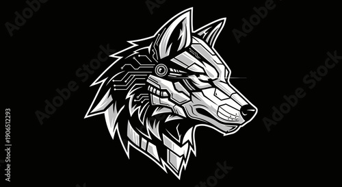 Geometric Wolf Head Illustration Design.