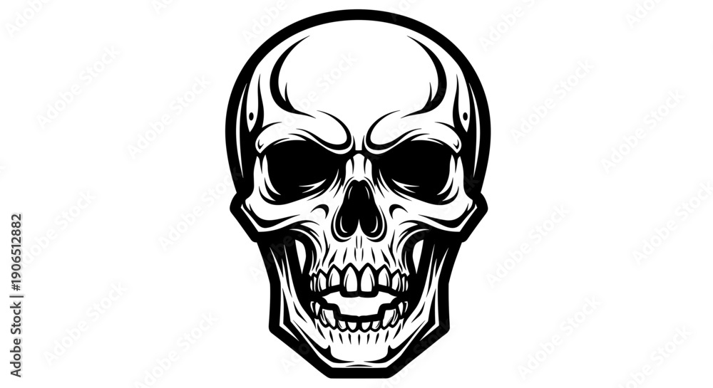 Obraz premium Black and White Skull Illustration.