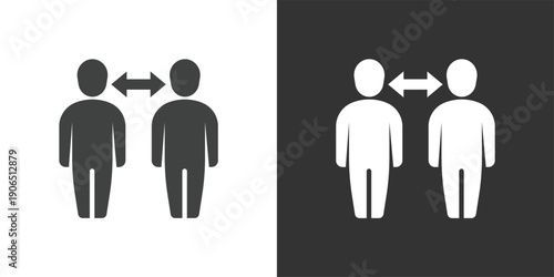 Social Distancing or Human Interaction icon. Solid glyph series icon